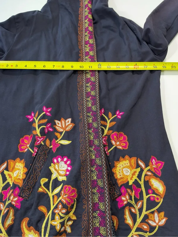Lucky Brand Lucky Lotus Navy Embroidered Hooded Longline Jacket - Image 4