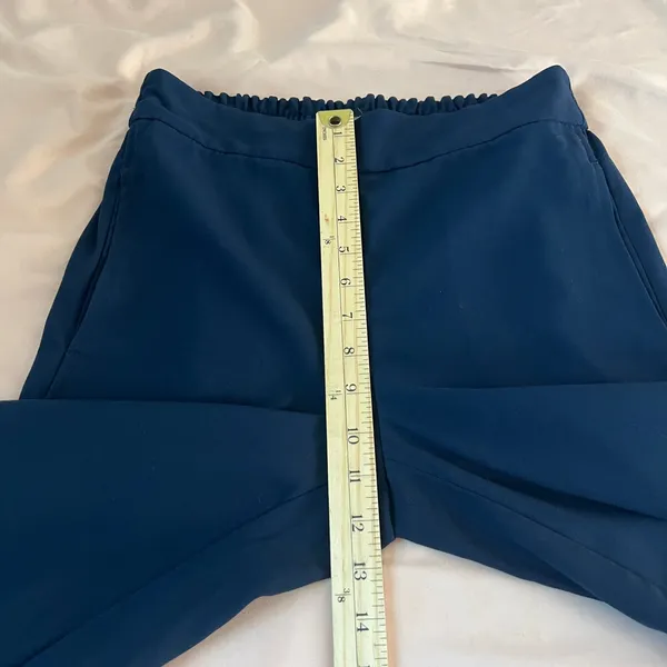 Madewell Wide Leg Cropped Pants Navy Blue Elastic Waist‎ Pockets Womens - Image 10