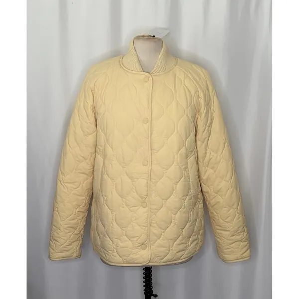 NWT!! VARLEY Luca Quilted Jacket Solid Reed Yellow Bomber Snaps Solid Medium - Image 2