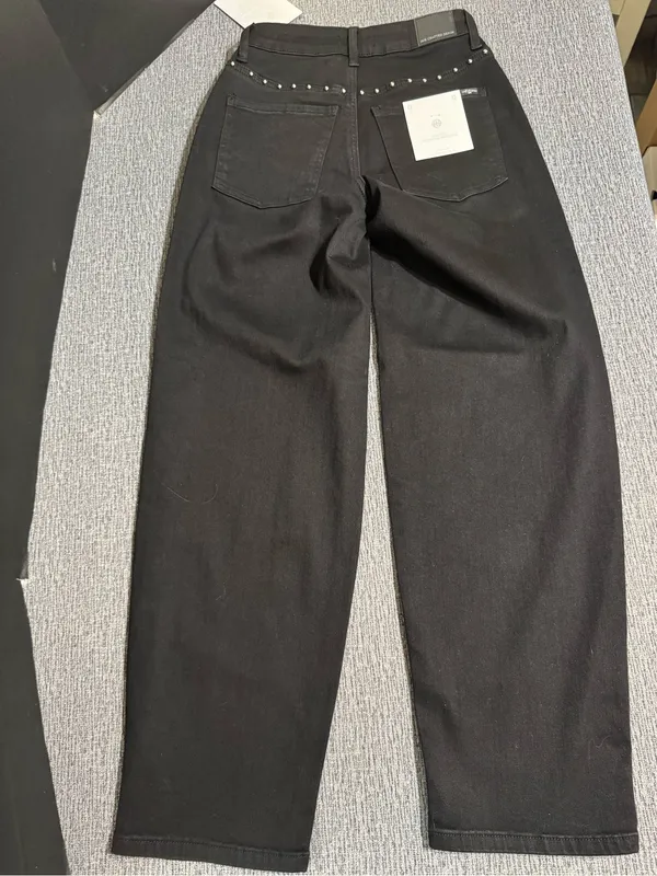 I&M High Rise Black Barrel Studded Jeans - Image 3