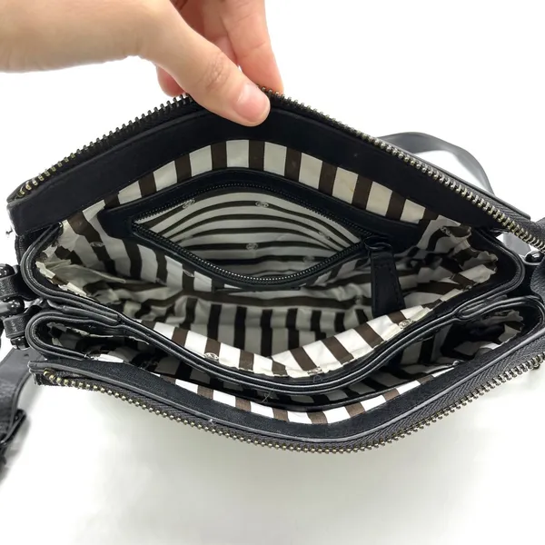 La Diva Crossbody Bag Black Suede Leather Tassel Minimalist Indie Urban‎ Edgy - Image 9