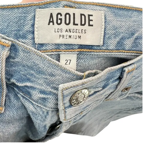 Agolde‎ Riley High Rise Straight Crop Jeans Denim Shatter Wash Blue Size 27 - Image 11