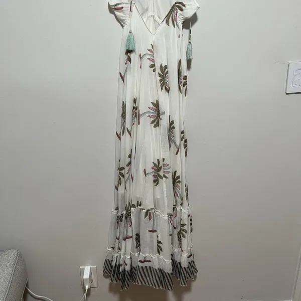 Roller Rabbit Morjim‎ Palm Venezia Maxi Tassel Cream Dress Size Medium - Image 8