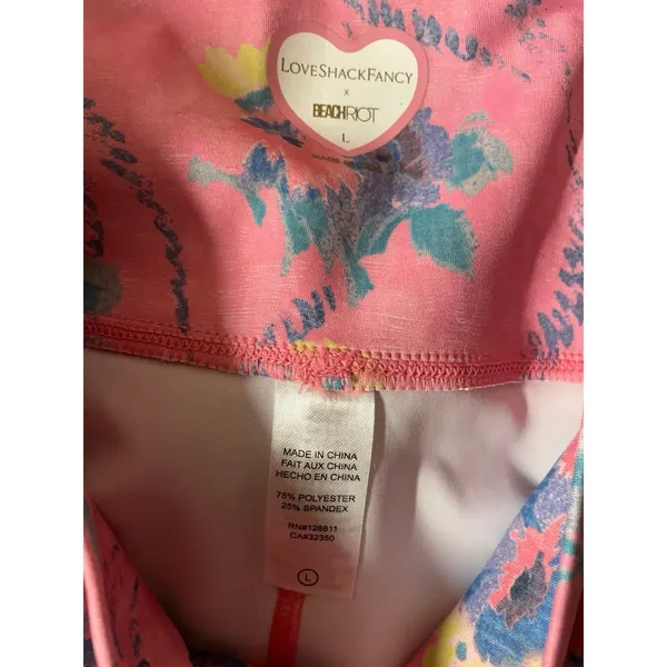 LoveShackFancy x Beach Riot Pink Floral Biker Shorts NWOT Size L - Image 6