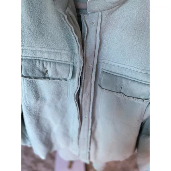 Oli & Hali Distressed Fleece Shacket L Soft Girl Coastal Lumberjane Quiet Luxury - Image 6