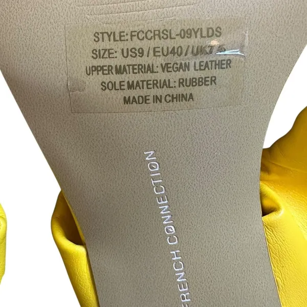 NEW French Connection Yellow Ruched Vegan Leather Heeled Sandals – Size 9 - Image 8