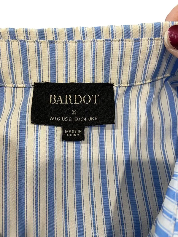 Bardot Cut Out Striped Maxi Dress Blue Size XS Coastal Preppy Cottagecore Summer - Image 3