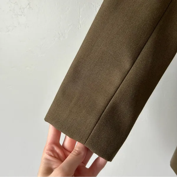 Banana Republic Riding Jacket Blazer Wool Blend Olive Brown Sze 4 Preppy Neutral - Image 2