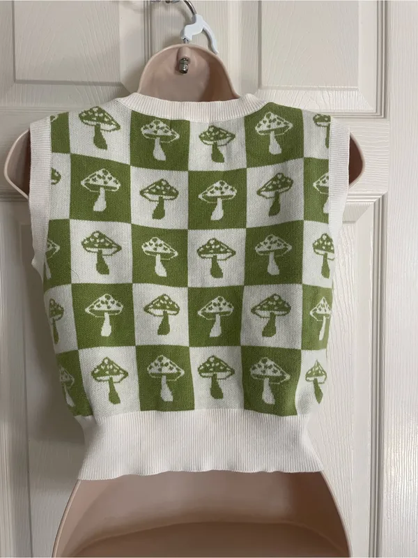 Altar’d State Sage Green and White Mushroom Cropped Top‎ Size Large - Image 2
