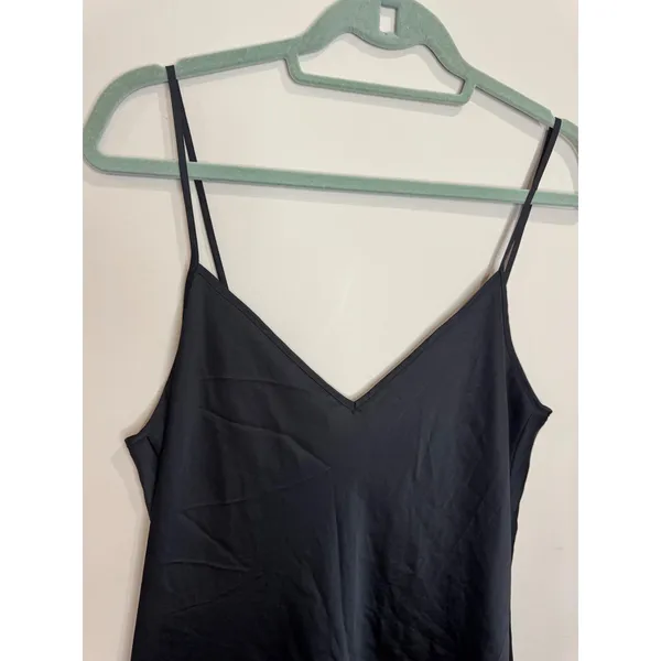 Aritzia Wilfred Only Slip Satin Midi Dress Black sz L LBD - Image 2