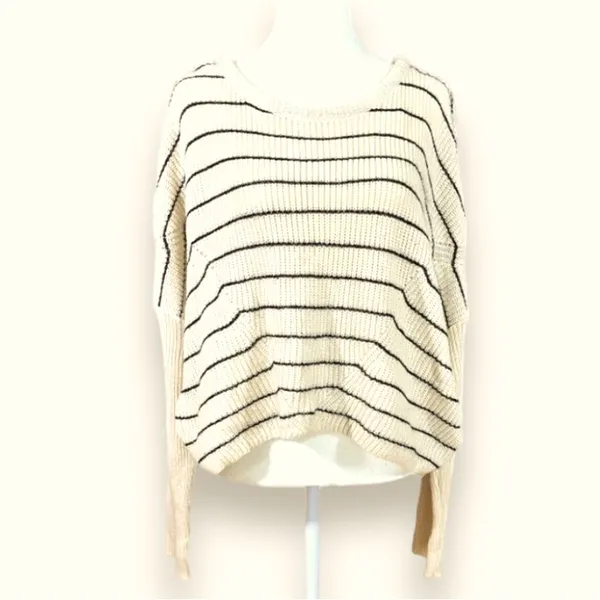 Urban Outfitters Crew Neck Slouch Crop Stripe Knit Sweater Size M A35 - Image 3
