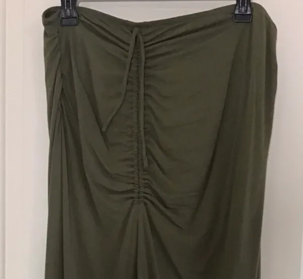 House of Harlow 1960 Olive Green Ruched Strapless Midi Dress XS - Image 4