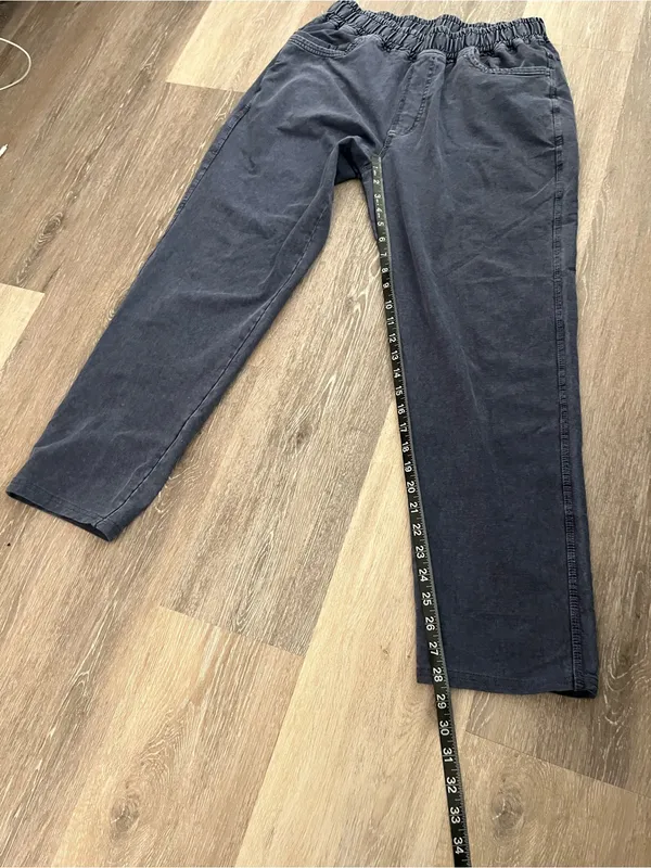 Zara Womens XL Jogger Charcoal Gray Washed Denim Pull On Straight Leg Jeans - Image 11
