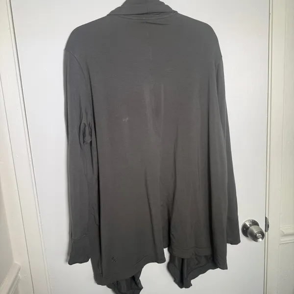 Athleta Draped Open-Front Cardigan - Charcoal Gray Large - Image 7