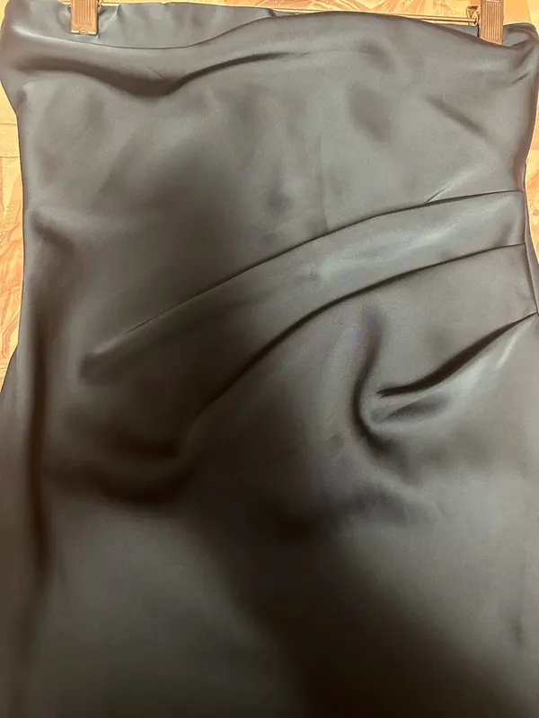 Hello Molly Teal Strapless Satin Midi Dress - Image 10