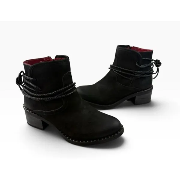 *Ferrini Footwear Ankle Booties Size 7.5 Black Leather Western Cowgirl Festival - Image 4