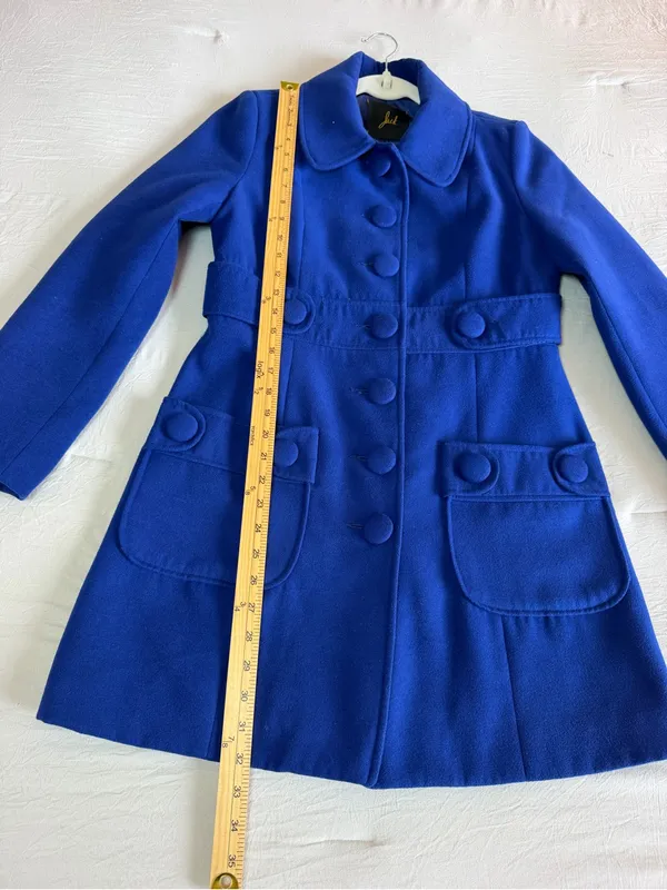Jack by BB Dakota Royal Blue Button Front Pea Coat Jacket - Image 4
