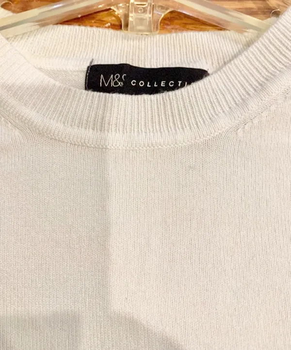 M&S Marks & Spencer White Knitted Crew Neck Short Sleeve Top – US 10 / UK 12 - Image 14