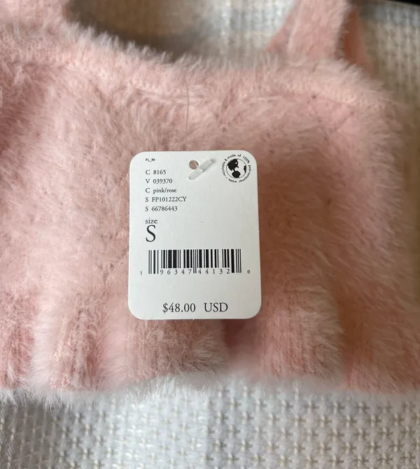 Free People blush pink fuzzy crop tank✨ - Image 7
