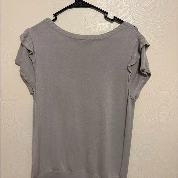 Banana Republic Gray Knit Flutter Sleeve Sweater Top Size L - Image 8