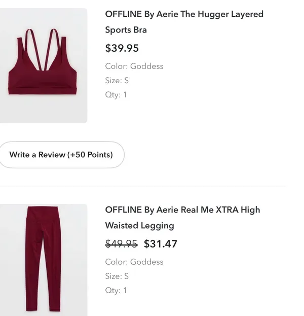 Offline by aerie dark red workout set leggings size S - Image 3