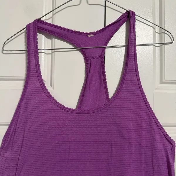 Lululemon Purple Striped Racerback Tank Top‎ Athletic Workout Women 4-6 - Image 3