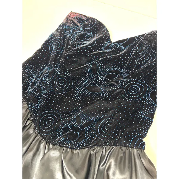 Gunne Sax Jessica McClintock Vintage Strapless Ball Gown Blue, Black 7 - Image 4
