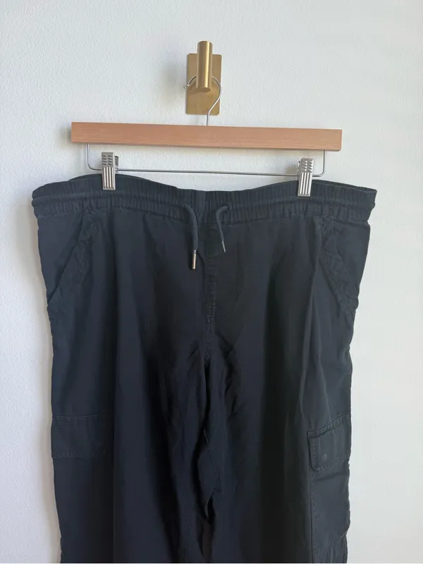 PACT Organic Cotton Hemp Cargo Wide Leg Pants Black Size Medium - Image 3