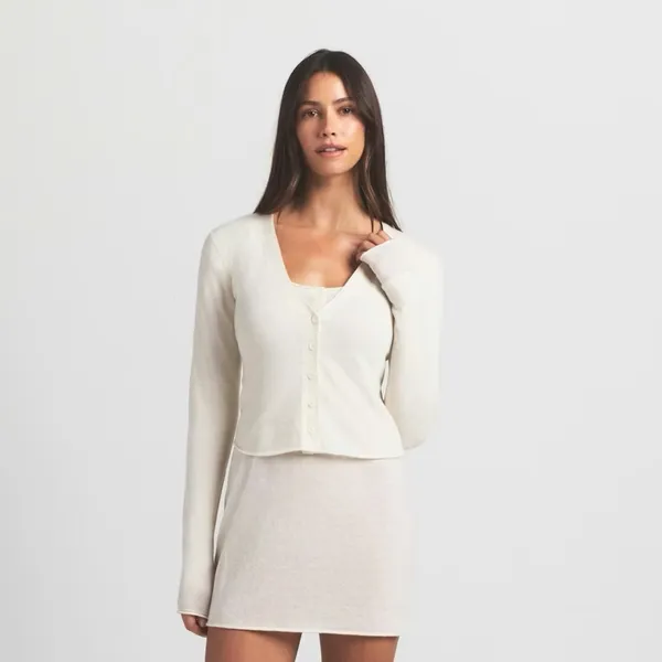 NWT Skims featherweight Cashmere cardigan women's size XS in egret ivory - Image 3