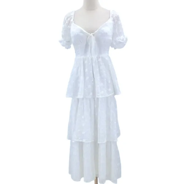LULU's Bridal Shower Reception Floral Romantic Tiered Ruffles Midi Dress - Image 4