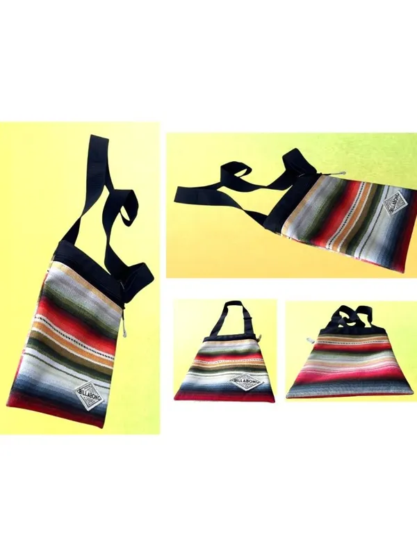Billabong Crossbody Bag Purse Stripe Canvas Adjustable Strap Zip Close Australia - Image 8