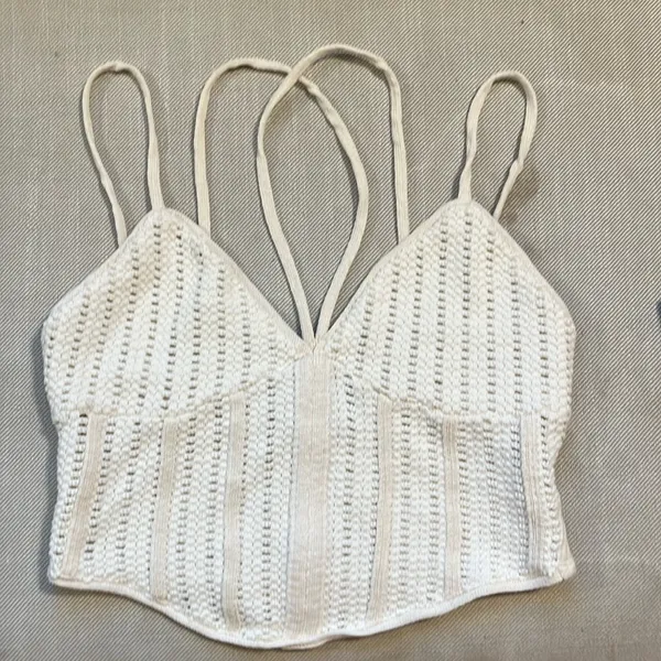 Zara Cream Crochet Knit Crop Cami Top Sz S - Image 2
