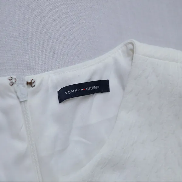 Tommy Hilfiger Shift‎ Dress 8 White Textured Pique Pocket Sleeveless Mod Preppy - Image 5