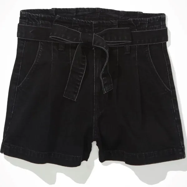 American Eagle Black Paperbag Mom Jean Shorts - Image 5