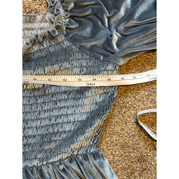 Baltic Born Bliss Smocked Velvet Dress. Dusty Blue. Size Medium - Image 4
