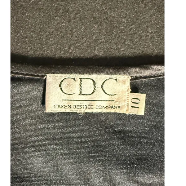 Vintage 90s CDC Caren Desiree Black Velvet Maxi Dress Tie Back Size 10 retro - Image 7