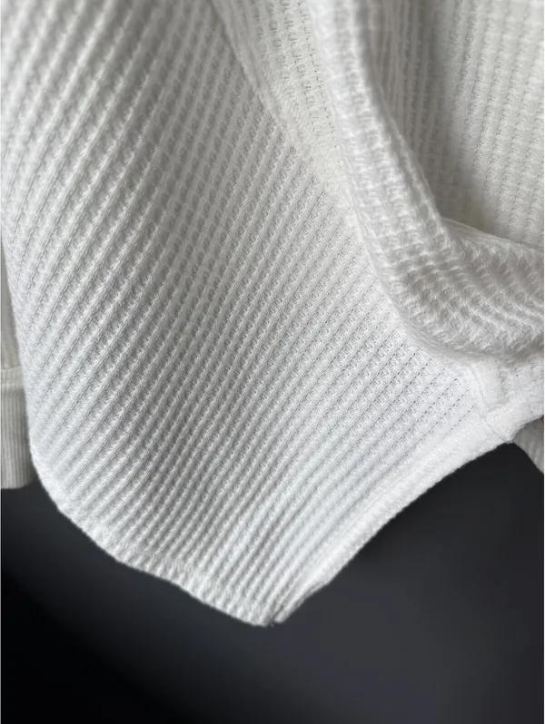 Free People We The Free Women's White Waffle Knit V-Neck Sweater Extra Small - Image 7