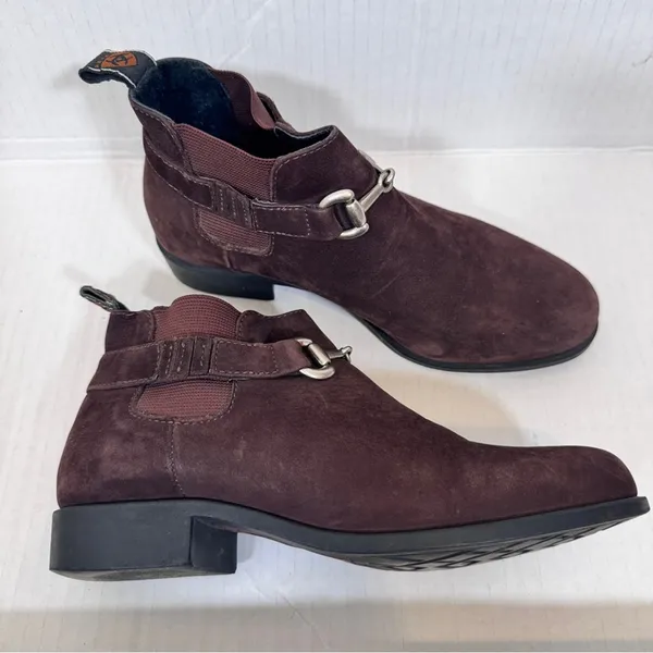 Ariat Brown Suede Leather Ankle Boots Womens 6 Fall Booties Western Boho Comfort - Image 11