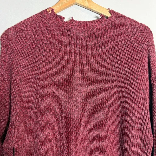NWT Pistola Eva Distressed Crew Neck Knit Pullover Sweater Women's XS Red Black - Image 12