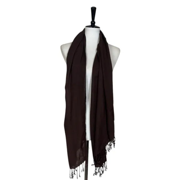 Women’s Bundle 3 Oblong Scarfs Solid Neutral Color Fringe Tan Orange Brown Tan - Image 10