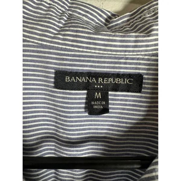 Banana Republic Womens‎ Lazuli Blue Pinstripe Cotton Button Down Shirt M 866206 - Image 4