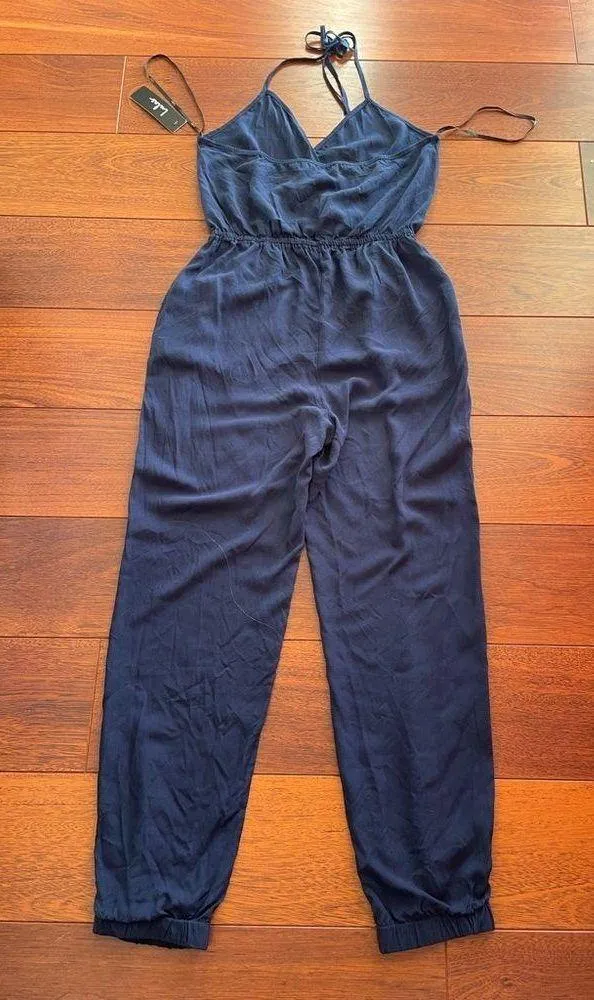 Lulus Learning to Fly Navy Blue Halter Jumpsuit size medium NWT - Image 7
