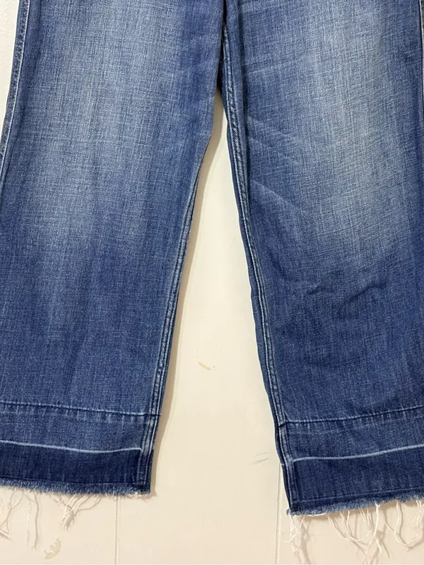 Abercrombie & Fitch Cropped Stovepipe Jeans Size 8R Wide Leg Raw Hem - Image 4