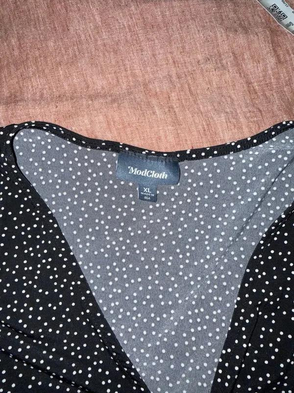 ModCloth Black and White Polka Dot Ruffle Dress‎ Size XL - Image 6