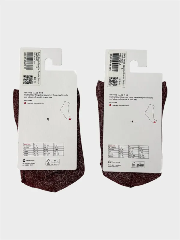 Lululemon Daily Stride Sparkle Quarter Sock, Size S - 2 Pairs - Image 2