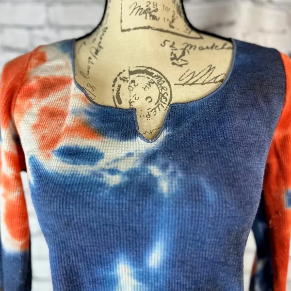 All in Favor Tie Dye Waffle Knit Crop Top Multi Color XL - Image 7