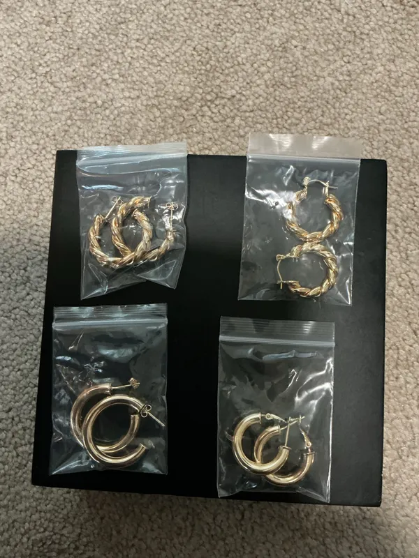 Set Of “4” Gold Tone Hoop Earrings- New In Bags - Image 2
