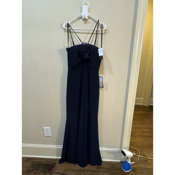 XSCAPE Women's Rosette Halter Gown, NAVY, Size 12 Formal Cocktail Wedding - Image 2