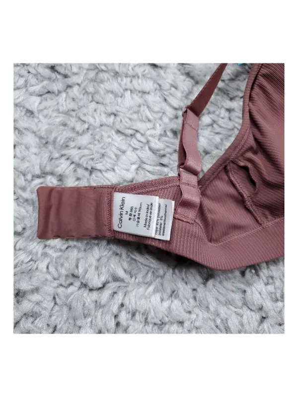 Calvin Klein Microfiber Rib Lightly Lined Triangle Bra Bralette Purple Medium - Image 4
