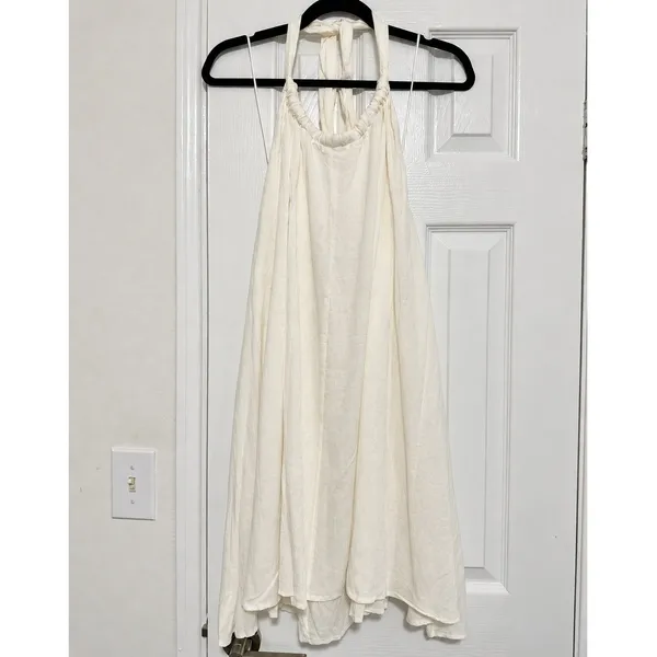 Elan Ivory Sheer Halter Mini Dress Open Back Cutout Resort Size Small NWT - Image 2